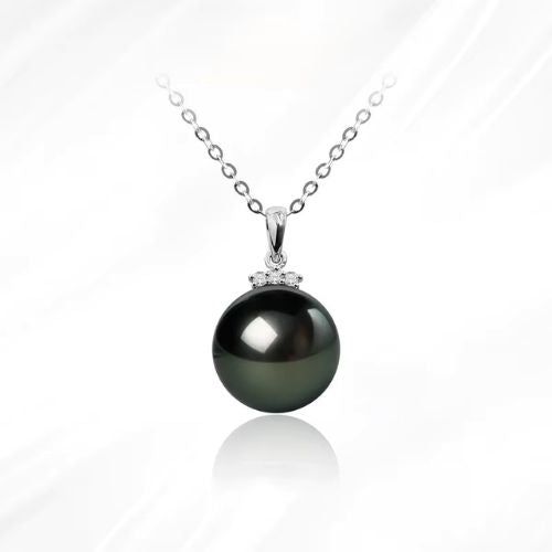 Schwarze Perle Kette für Damen Ringsilber