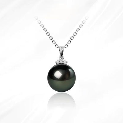 Schwarze Perle Kette für Damen Ringsilber