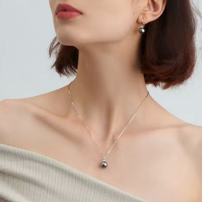 Schwarze Perle Kette für Damen Ringsilber