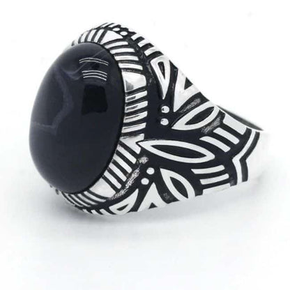 Schwarzer-Achat-Stein-Silberring-fur-Herren