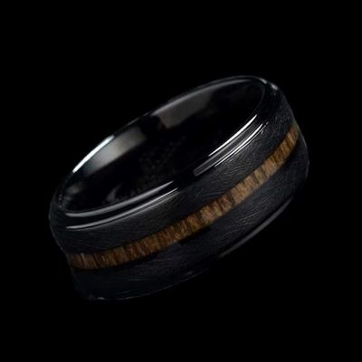 Schwarzer Ehering aus Holz Ringsilber