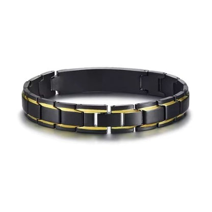 Schwarzes Männer Armband mit Gravur Ringsilber