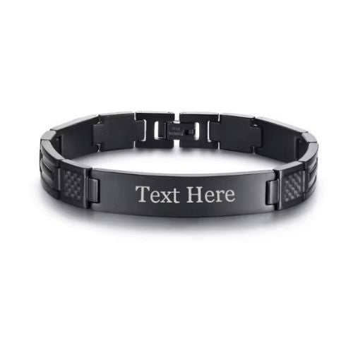 Schwarzes graviertes Armband für Herren Ringsilber