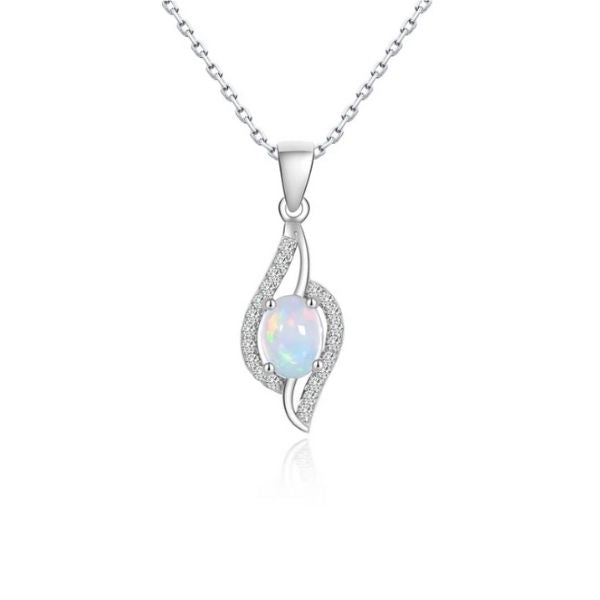 Silber-Anhanger-Opal-Kette