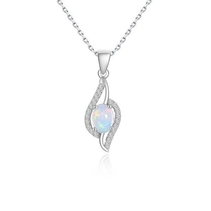 Silber-Anhanger-Opal-Kette