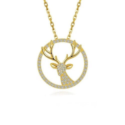 Silberne Halskette mit Hirsch Symbol Ringsilber