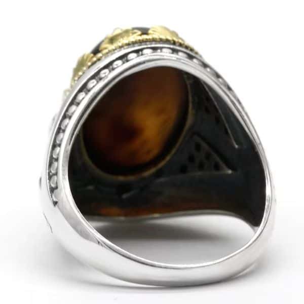 Silberner Herrenring mit ovalem Stein Ringsilber