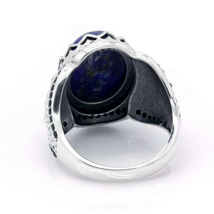 Silberner-Lapislazuli-Stein-Ring