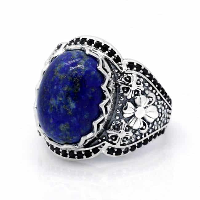 Silberner-Lapislazuli-Stein-Ring