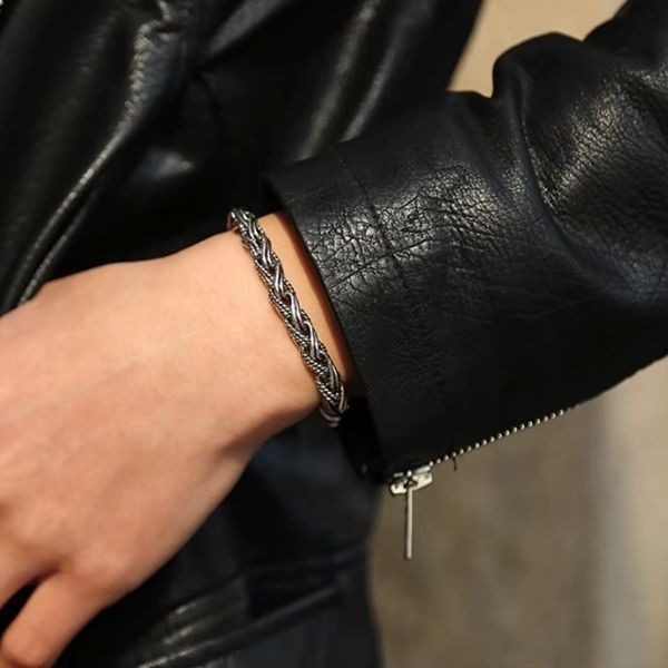 Silbernes Seil Armband für Männer