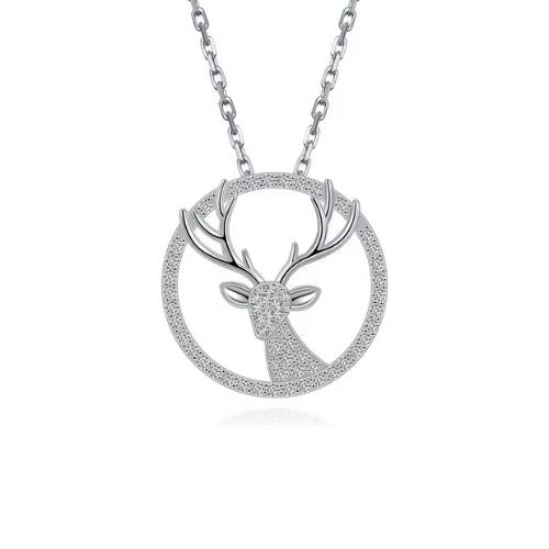 Silberne Halskette mit Hirsch Symbol Ringsilber