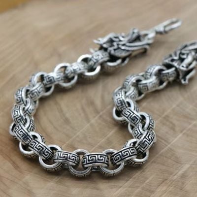 Silbernes Herren Armband mit Drachensymbol Ringsilber