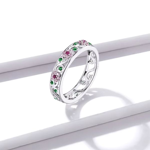 Silberner Damenring mit Blumensymbol - Ringsilber