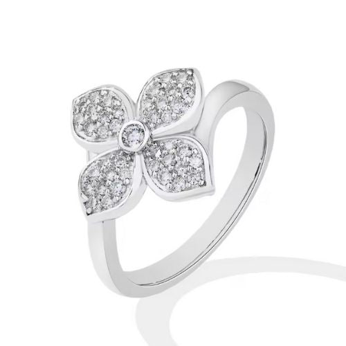 Silberner Kleeblatt Ring für Damen Ringsilber