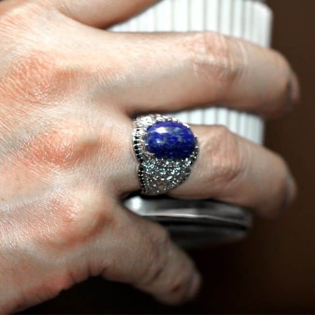 Silberner-Lapislazuli-Stein-Ring