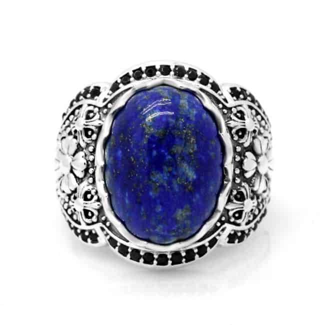 Silberner-Lapislazuli-Stein-Ring