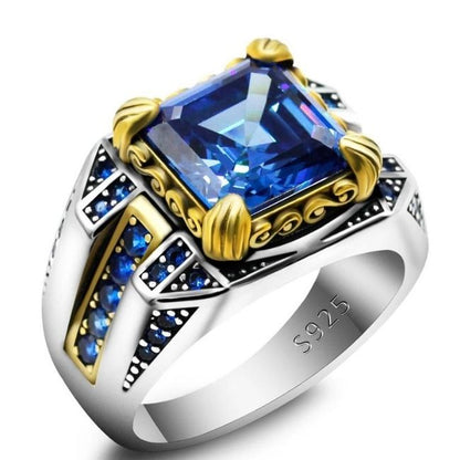 Silberring-mit-Blauem-Zirkonia-Stein-fur-Herren