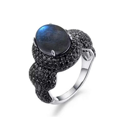 Silberring mit natürlichem Labradorit Stein Ringsilber