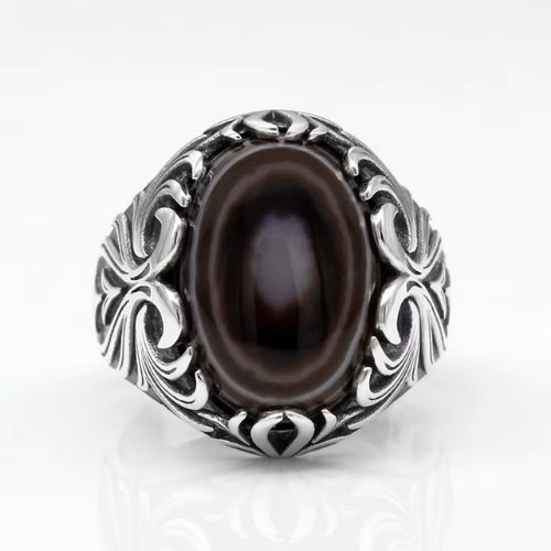 Speziell gravierter Herrenring Ringsilber