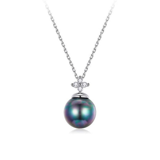 Susswasser-Perlen-Kette-Schwarze-Perle-Kette-Damen