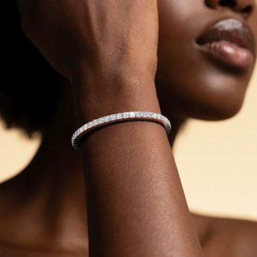 Tennisarmband mit Moissanit Stein Ringsilber