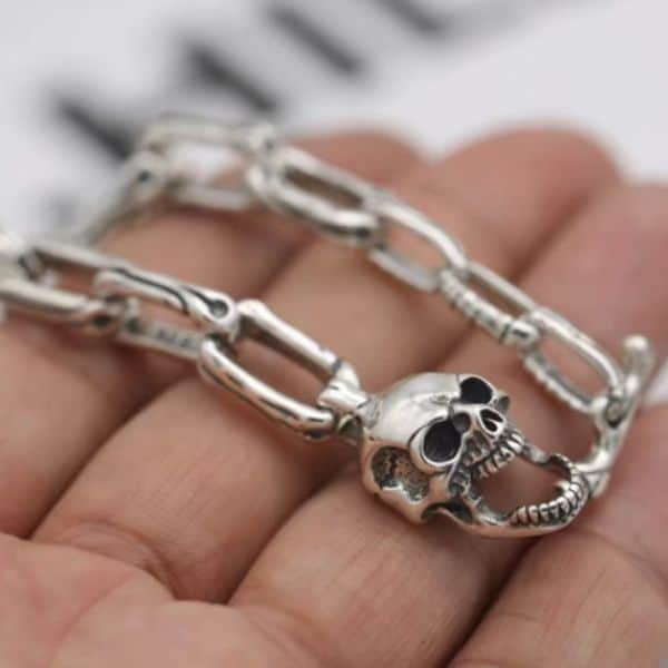 Totenkopf-Silber-Herren-Armband