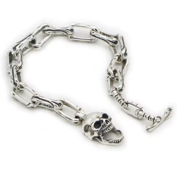 Totenkopf-Silber-Herren-Armband