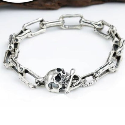 Totenkopf-Silber-Herren-Armband