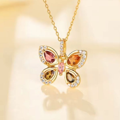 Turmalin-Stein-Schmetterling-Ketten-fur-Damen