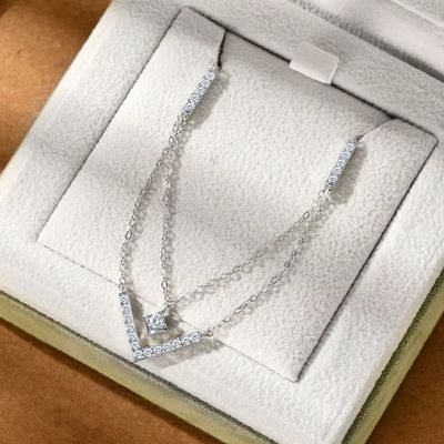 V-förmige Halskette Ringsilber