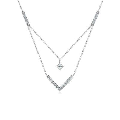 V-förmige Halskette Ringsilber