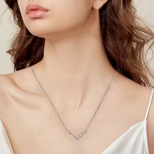 V-förmige Halskette Ringsilber