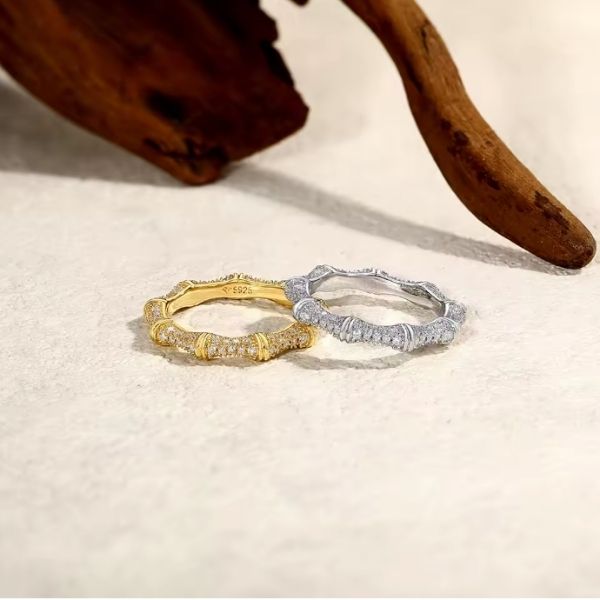 Verlobungsringe aus 925 Sterling Silber mit Bambus-Design Ringsilber