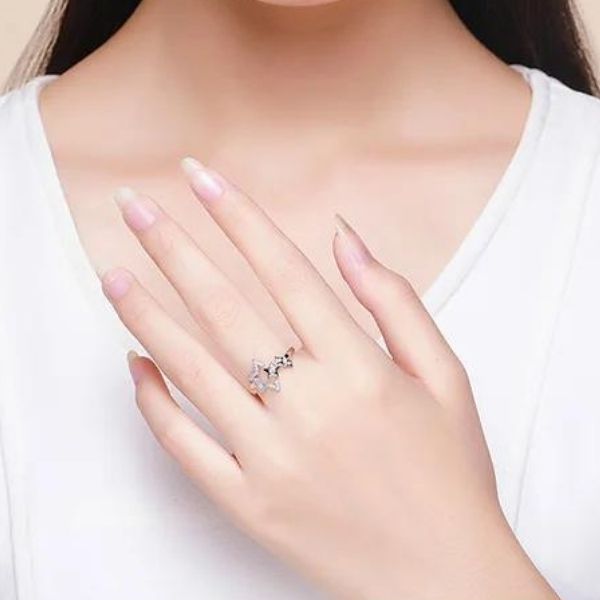 Stern's Icon Rings Verstellbarer Ring mit Stern Symbol – Ringsilber