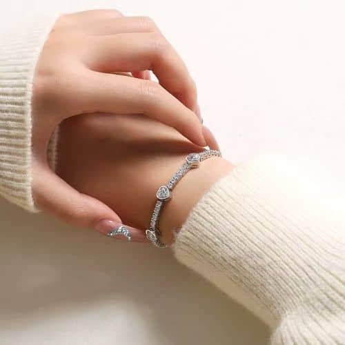 Verstellbares Tennisarmband für Damen Ringsilber