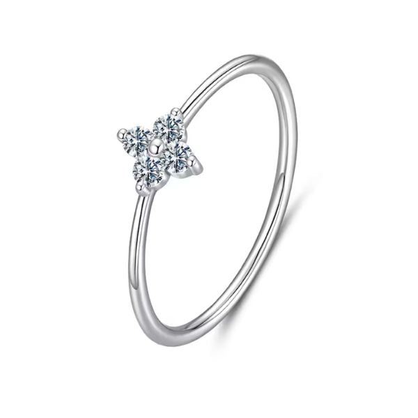 Vierblättriger Kleeblatt Ring - Ringsilber