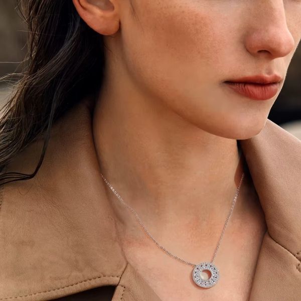 Vintage-Moissanit-Stein-Runde-Halskette