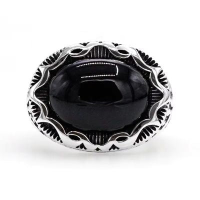 Vintage-Ring aus 925er Sterlingsilber mit Achatstein Ringsilber