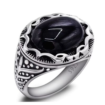 Vintage-Ring aus 925er Sterlingsilber mit Achatstein Ringsilber