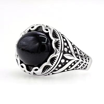 Vintage-Ring aus 925er Sterlingsilber mit Achatstein Ringsilber