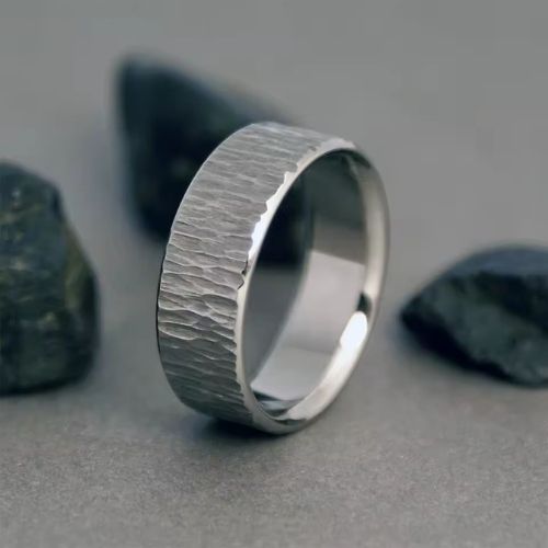 Wolfram-Ehering mit Baummuster Ringsilber