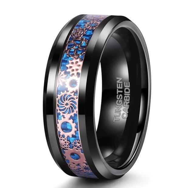 PAIHUIART Keramik Ring Damen - Schwarz/Weiß Kristall Design