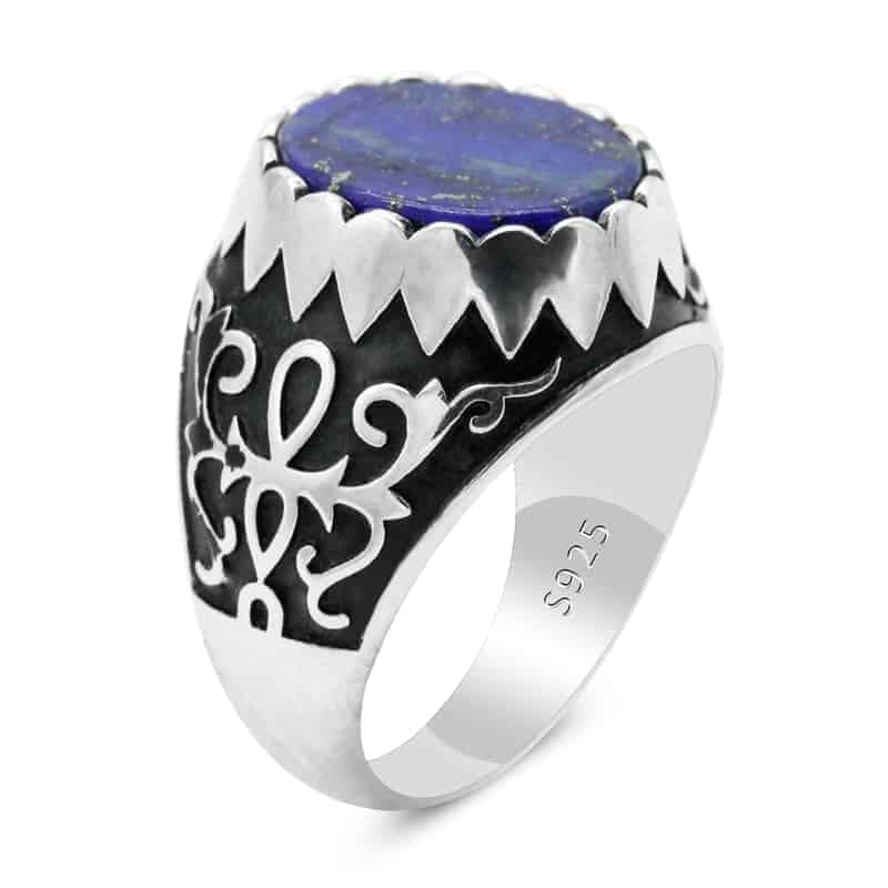 Blauer Stein Silber Herrenring