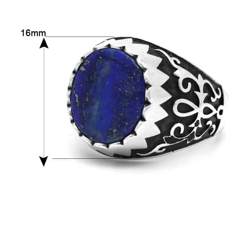 Blauer Stein Silber Herrenring