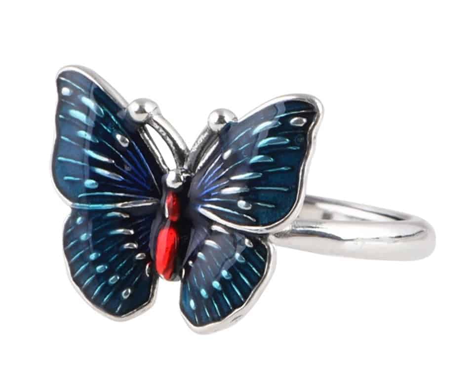 blauer Schmetterling Ring für Damen