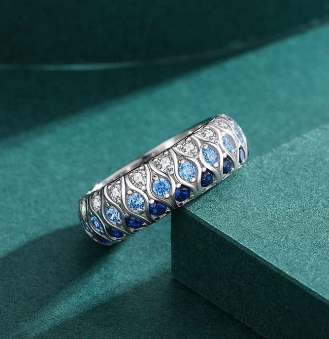 Blauer Zirkon Stein Silberring für Damen