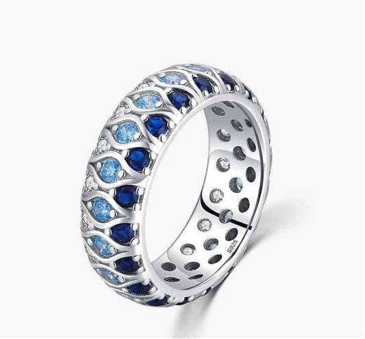 Blauer Zirkon Stein Silberring für Damen