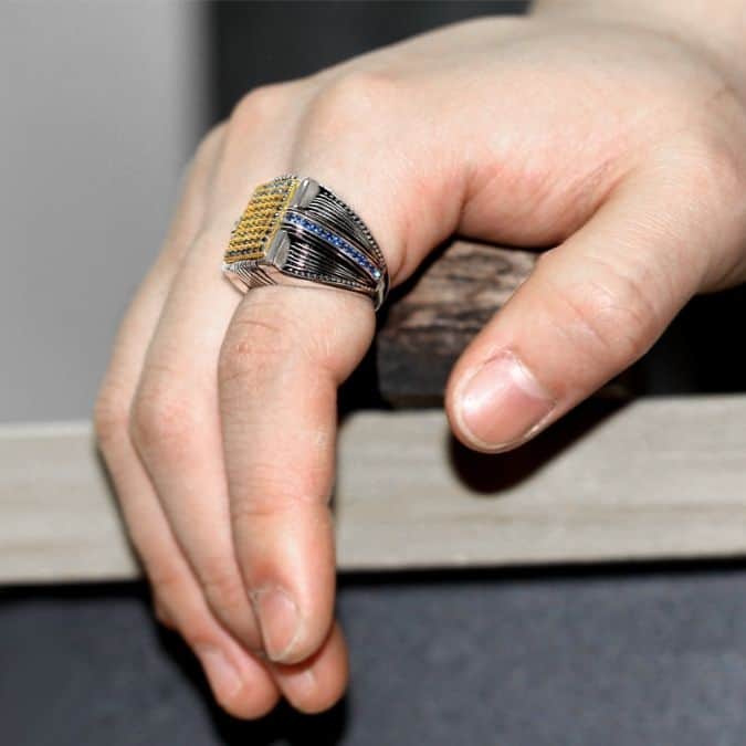 Blauer-Zirkon-Stein-ubertriebener-Silber-Ring