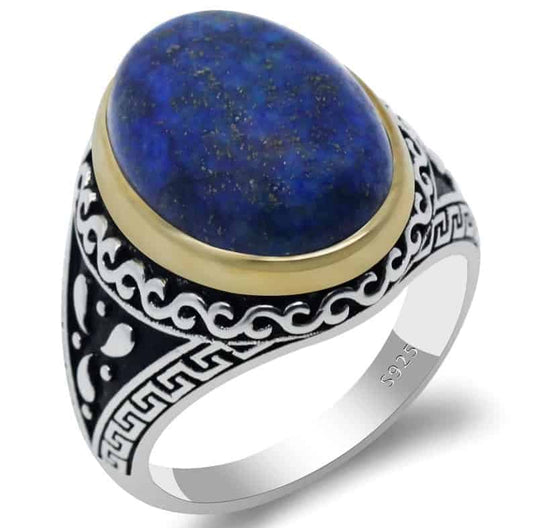 Edelstein blau Silber Ring