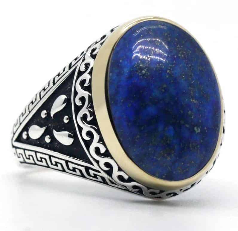 Edelstein blau Silber Ring für Herren